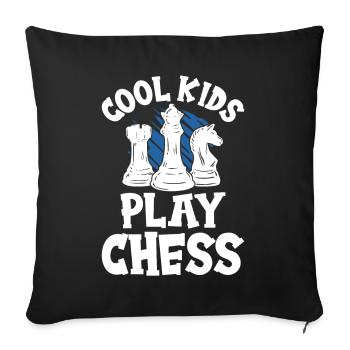Des enfants cool jouent à un jeu de société d’échecs amusant pour les enfants - Housse de coussin décorative 45 x 45 cm - noir - Devant