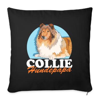 Collie chien papa cheveux longs Collie chien cadeau - Housse de coussin décorative 45 x 45 cm - noir - Devant