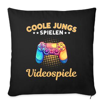 Cool Boys Jouant À Des Jeux Vidéo - Gamerdesign - Housse de coussin décorative 45 x 45 cm - noir - Devant