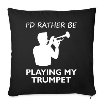 Nostalgie de la trompette – Désir de jouer - Housse de coussin décorative 45 x 45 cm - noir - Devant