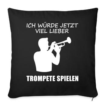 Nostalgie de la trompette – Désir de jouer - Housse de coussin décorative 45 x 45 cm - noir - Devant