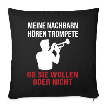 Trumpet Sounds – Neighbourhood Concert - Sofa pillowcase 17,3'' x 17,3'' (45 x 45 cm) - black - Front