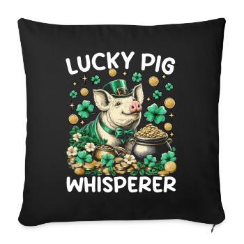 Lucky Pig Whisperer - Sofa pillowcase 17,3'' x 17,3'' (45 x 45 cm) - black - Front