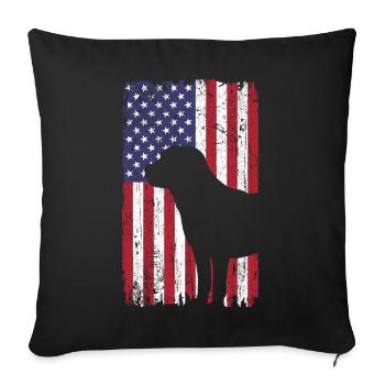 Chien Labrador Retriever avec drapeau des États-Unis - Housse de coussin décorative 45 x 45 cm - noir - Devant