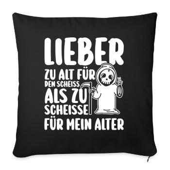 Cat too old for that shit - Sofa pillowcase 17,3'' x 17,3'' (45 x 45 cm) - black - Front