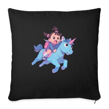 Unicorn Kawaii Japanese - Sofa pillowcase 17,3'' x 17,3'' (45 x 45 cm) - black - Front