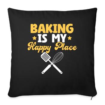 Baking is My Happy Place - Sofakissenbezug 45 x 45 cm - Schwarz - Vorne