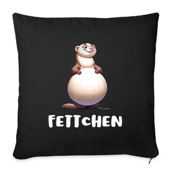 Frettchen - Fettchen mit dicken Bauch Lustig - Sofakissenbezug 45 x 45 cm - Schwarz - Vorne