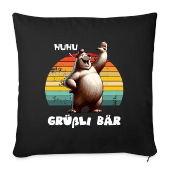 Greetings Bear Huhu Hello - Sofa pillowcase 17,3'' x 17,3'' (45 x 45 cm) - black - Front