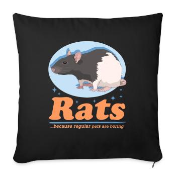Rat Owner Rat Gift - Sofa pillowcase 17,3'' x 17,3'' (45 x 45 cm) - black - Front