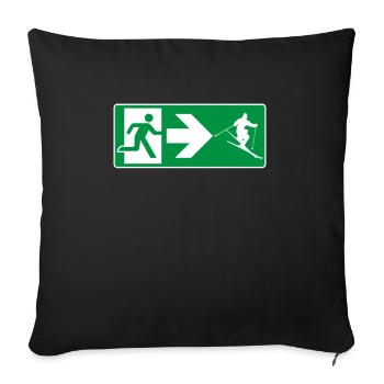 Notausgang Ski Skifahrer - Sofakissenbezug 45 x 45 cm - Schwarz - Vorne