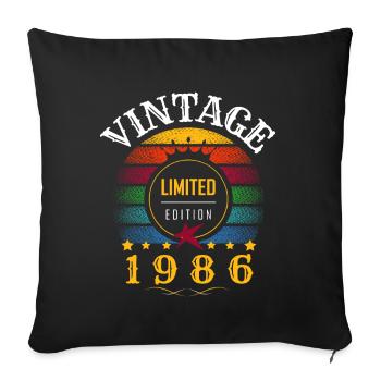 Vintage rétro année 1986 sunset - Housse de coussin décorative 45 x 45 cm - noir - Devant