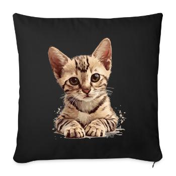 Egyptian Mau Kitten Cat Egyptian Mau - Sofa pillowcase 17,3'' x 17,3'' (45 x 45 cm) - black - Front