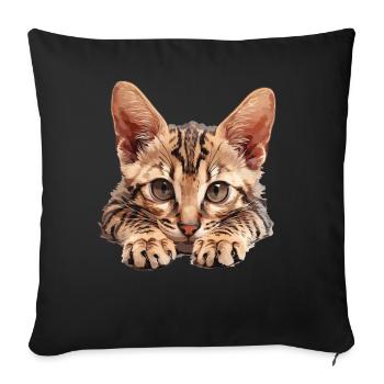 Egyptian Mau Kitten Cat Egyptian Mau - Sofa pillowcase 17,3'' x 17,3'' (45 x 45 cm) - black - Front