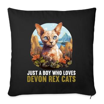 Devon Rex Kitten Devon Rex Cat - Sofa pillowcase 17,3'' x 17,3'' (45 x 45 cm) - black - Front