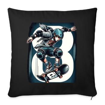 Skateboard Skater Design pour les garçons de 8 ans - Housse de coussin décorative 45 x 45 cm - noir - Devant