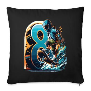 Skateboard Skater Design pour les garçons de 8 ans - Housse de coussin décorative 45 x 45 cm - noir - Devant