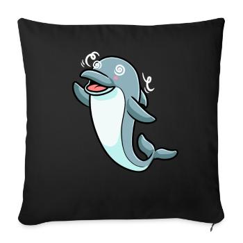 Dolphin Emoticon - Sofa pillowcase 17,3'' x 17,3'' (45 x 45 cm) - black - Front