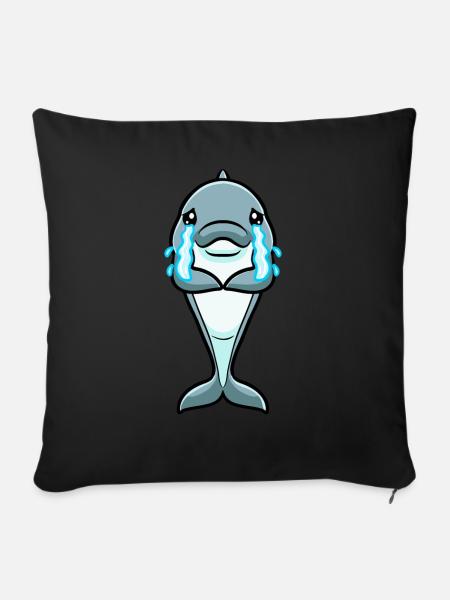 Delfin Emoticon - Sofakissenbezug 45 x 45 cm - Schwarz