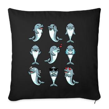 Dolphin Emoticon - Sofa pillowcase 17,3'' x 17,3'' (45 x 45 cm) - black - Front