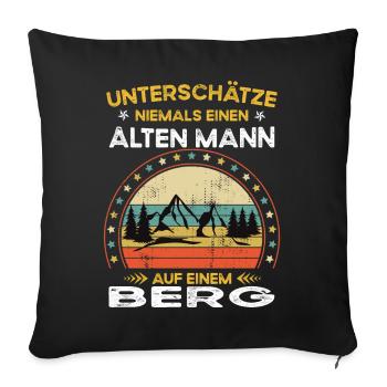 Never underestimate old man on a mountain - Sofa pillowcase 17,3'' x 17,3'' (45 x 45 cm) - black - Front