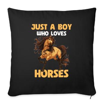 Juste un garçon qui aime les chevaux - Housse de coussin décorative 45 x 45 cm - noir - Devant