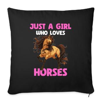 Juste une fille qui aime les chevaux - Housse de coussin décorative 45 x 45 cm - noir - Devant