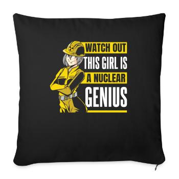 This Girl Is A Nuclear Genuis Energy Nuclear - Sofa pillowcase 17,3'' x 17,3'' (45 x 45 cm) - black - Front