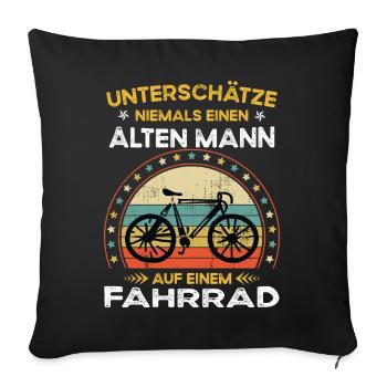 Never underestimate old man on a bike - Sofa pillowcase 17,3'' x 17,3'' (45 x 45 cm) - black - Front