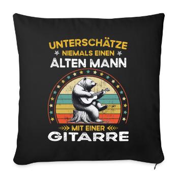 Ne sous-estimez jamais le vieil homme avec une guitare - Housse de coussin décorative 45 x 45 cm - noir - Devant