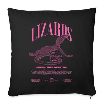 Moniteur d’arbre vert Streetwear gardien de lézard - Housse de coussin décorative 45 x 45 cm - noir - Devant