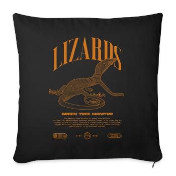 Moniteur d’arbre vert Streetwear gardien de lézard - Housse de coussin décorative 45 x 45 cm - noir - Devant