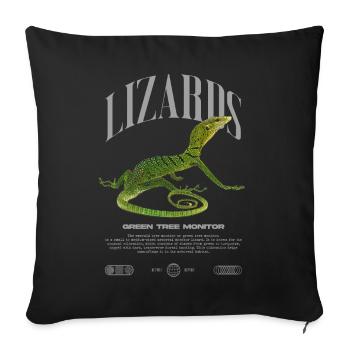 Moniteur d’arbre vert Streetwear gardien de lézard - Housse de coussin décorative 45 x 45 cm - noir - Devant