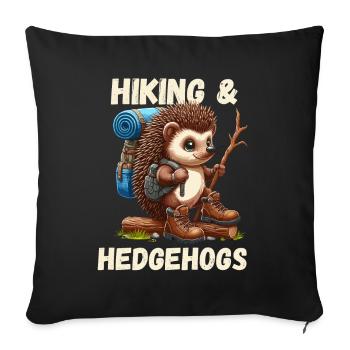 Hérisson, Randonnée, Randonnée, Sac à dos, Mignon, Nature - Housse de coussin décorative 45 x 45 cm - noir - Devant