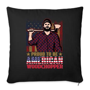 Fier bûcheron américain bûcheron vêtements - Housse de coussin décorative 45 x 45 cm - noir - Devant