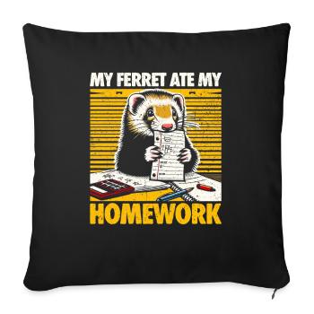 Mon furet a mangé mes devoirs - Cadeau furet - Housse de coussin décorative 45 x 45 cm - noir - Devant