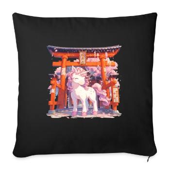Unicorn Torii Gate Kawaii Japanese - Sofa pillowcase 17,3'' x 17,3'' (45 x 45 cm) - black - Front