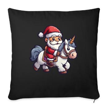 Unicorn Santa Claus Christmas Kawaii - Sofa pillowcase 17,3'' x 17,3'' (45 x 45 cm) - black - Front