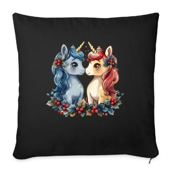 Unicorn Mistletoe Christmas Kawaii - Sofa pillowcase 17,3'' x 17,3'' (45 x 45 cm) - black - Front