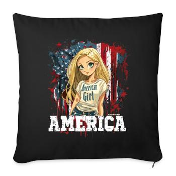 Patriotisches Amerikanisches Mädchen USA für - Sofakissenbezug 45 x 45 cm - Schwarz - Vorne