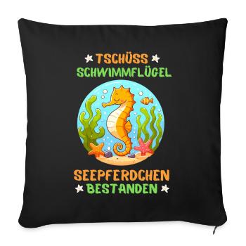 Hippocampe Natation Ailes D’eau Vacances À La Mer - Housse de coussin décorative 45 x 45 cm - noir - Devant