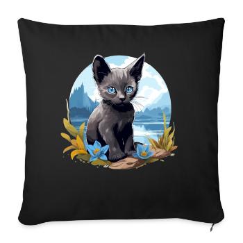 Korat Chaton Korat Chat - Housse de coussin décorative 45 x 45 cm - noir - Devant