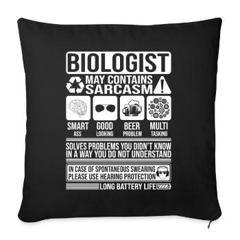 Biologiste Sarcasme drôle cadeau biologiste - Housse de coussin décorative 45 x 45 cm - noir - Devant