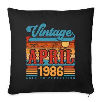 Avril 1986, Cadeau Anniversaire Vintage avril 1986 - Housse de coussin décorative 45 x 45 cm - noir - Devant