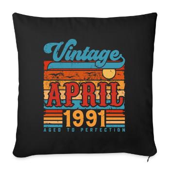 Avril 1991, Cadeau Anniversaire Vintage avril 1991 - Housse de coussin décorative 45 x 45 cm - noir - Devant