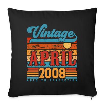 Avril 2008, Cadeau Anniversaire Vintage avril 2008 - Housse de coussin décorative 45 x 45 cm - noir - Devant