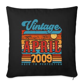 Avril 2009, Cadeau Anniversaire Vintage avril 2009 - Housse de coussin décorative 45 x 45 cm - noir - Devant