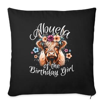 Abuela de la fille d’anniversaire - Housse de coussin décorative 45 x 45 cm - noir - Devant