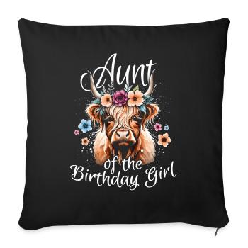 Tante de la fille d’anniversaire - Housse de coussin décorative 45 x 45 cm - noir - Devant