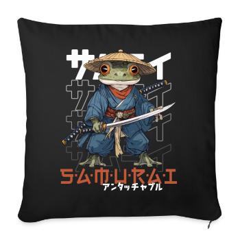 Samurai Frog Kawaii Japanese Ninja Frog - Sofa pillowcase 17,3'' x 17,3'' (45 x 45 cm) - black - Front